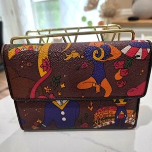 Piero Guidi Wallet Magic Circus Art Made in Italy Navy Brown Leather.